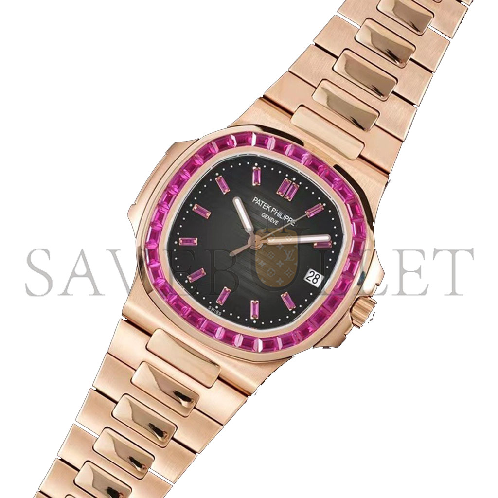 P**ek Ph**ppe rose gold black dial iced out watch 5711/1a-018